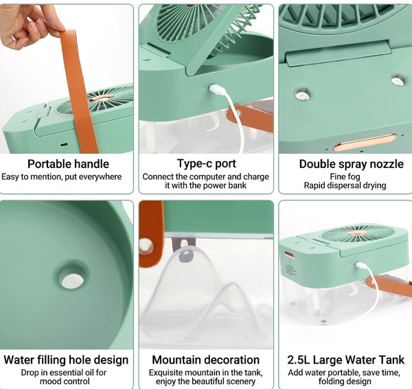 Mini Fan with Cool Mist, Portable Air Cooler