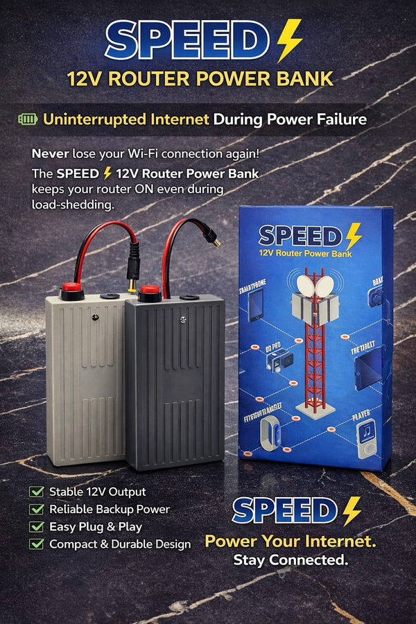 Speed 12V Router Power Bank – Mini UPS Backup Battery for WiFi Router - 20,000 mAh